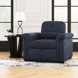 Hearth and Haven Yearn Fabric Upholstered Sofa Bed with Lumbar Pillow and Metal Frame, Dark Blue BS319895AAC