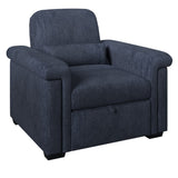 Hearth and Haven Yearn Fabric Upholstered Sofa Bed with Lumbar Pillow and Metal Frame, Dark Blue BS319895AAC