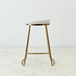 English Elm Jane Boucle Upholstered Accent Stool with Tapered Legs for Vanity or Bedroom B183P201643