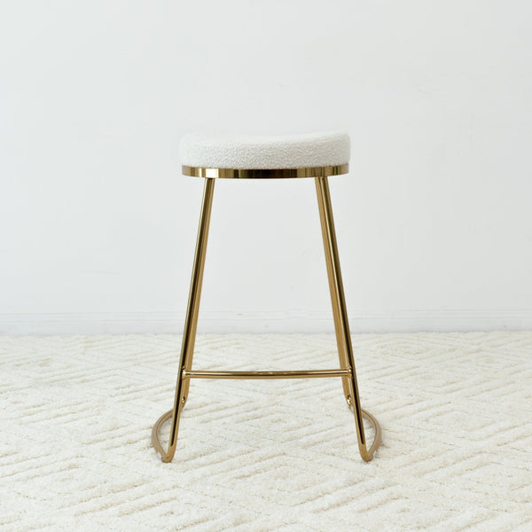English Elm Jane Boucle Upholstered Accent Stool with Tapered Legs for Vanity or Bedroom B183P201643