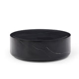 35.43'' Black Marble Round Coffee Table, Modern Center Cocktail Table for Living Room/Office, No Assembly Required