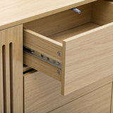 English Elm Modern Cabinet With 2 Doors and 3 Drawers, Suitable For Living Rooms, Studies, and Entrances.