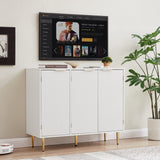 Hearth and Haven Storage Cabinet Wave Pattern Three Door Buffets & Sideboards For Living Room, Dining Room, Bedroom , Hall, 39.4''W X 15.8''D X 33.5''H. W1162P152976