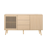 English Elm Modern Cabinet With 2 Doors and 3 Drawers, Suitable For Living Rooms, Studies, and Entrances.