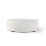 White Marble Round Coffee Table: Sturdy Fiberglass, No Assembly - 39.37