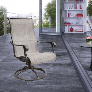 English Elm Sling Macan 2-Piece Rocker Swivel Patio Chairs, Rust-Proof Aluminum Frame, Grey Sling Comfort, Weather-Resistant Elegance B010119298