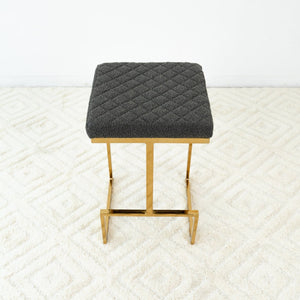 English Elm Joel Boucle Upholstered Accent Stool Mid Century Sculptural Vanity Bedroom Seat B183P201840