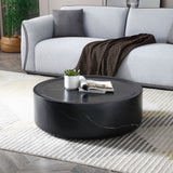 English Elm 31.49'' Round Coffee Table,Sturdy Fiberglass Table For Living Room, No Need Assembly,Black