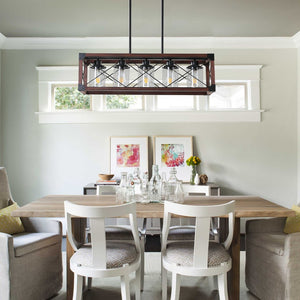 English Elm (same as W1340p155971) Redwood Iron 5-light Rectangle Chandelier for Kitchen Island Dining W1340P206646