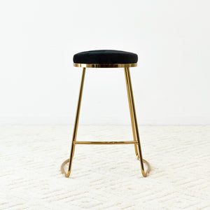English Elm Jane Boucle Upholstered Accent Stool with Tapered Legs for Vanity or Bedroom B183P201661