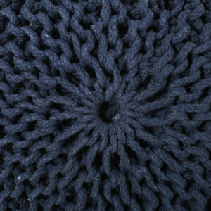 English Elm Bordeaux Knitted Cotton Round Pouf In Navy Blue – Versatile Floor Cushion & Extra Seating Solution B181P162842