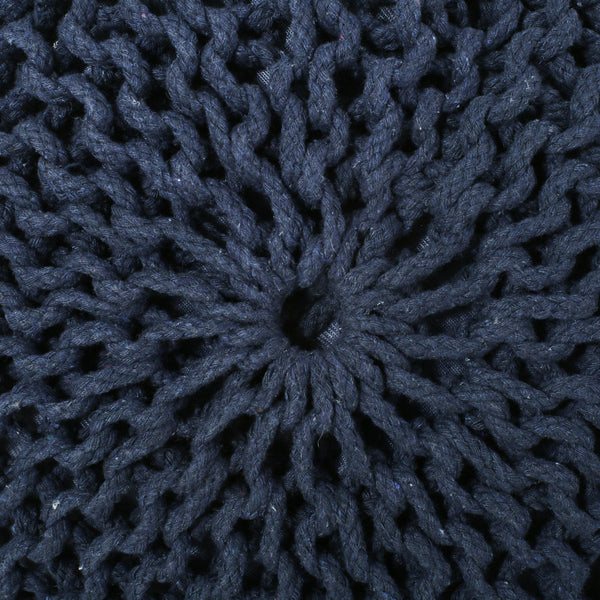 English Elm Bordeaux Knitted Cotton Round Pouf In Navy Blue – Versatile Floor Cushion & Extra Seating Solution B181P162842