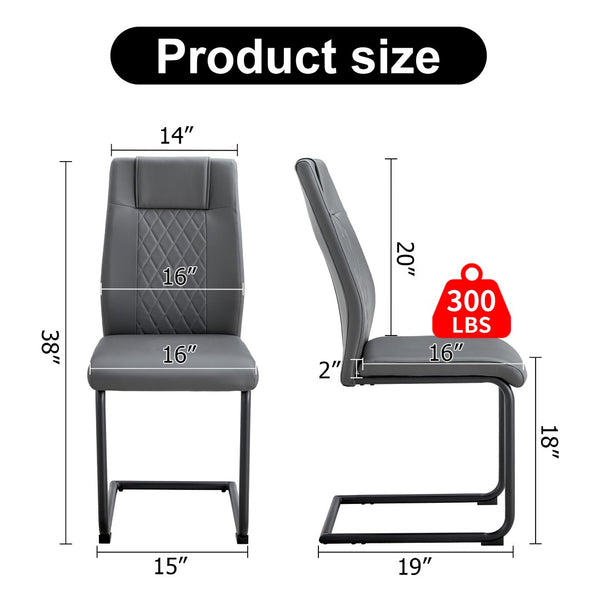 English Elm Modern Pu Leather Dining Chairs with Metal Frame Cushioned Seating Set of 4 W1151112848