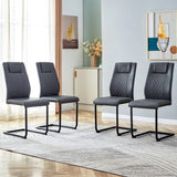 English Elm Modern Dining Chair With Faux Leather Cushioned Seats - Dining Chair With Metal Legs, Suitable For Kitchen, Living Room, Bedroom, Dining Room Side Chairs, Set Of 4 Pieces (Gray+Pu Leather) C-001