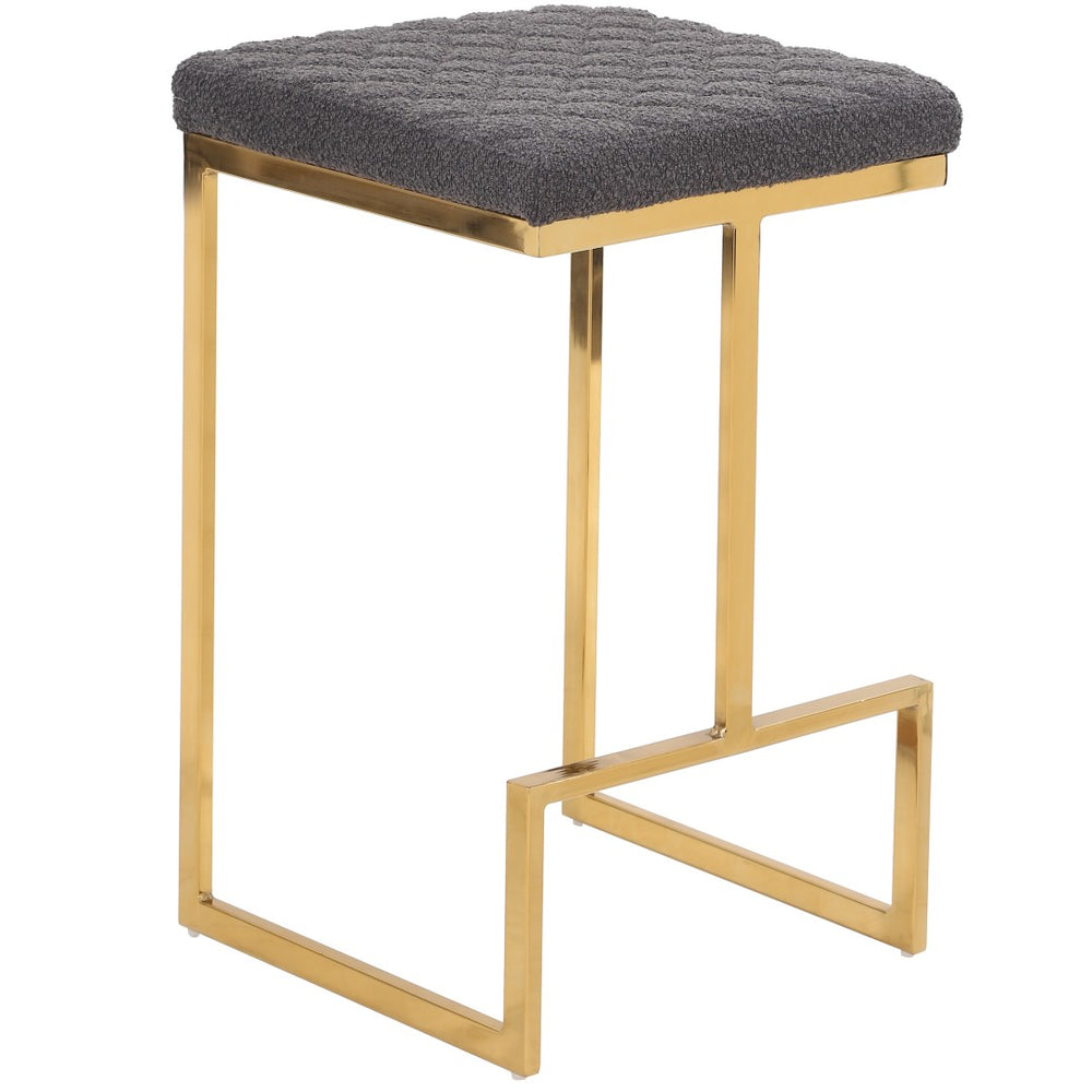 English Elm Joel Boucle Upholstered Accent Stool Mid Century Sculptural Vanity Bedroom Seat B183P201840