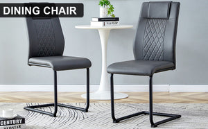 English Elm Modern Pu Leather Dining Chairs with Metal Frame Cushioned Seating Set of 4 W1151112848