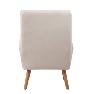 English Elm Accent Chair with Ottoman Set Beige Linen, Mid-Century Adjustable Wingback, Ergonomic Cozy Lounge Seat W561P167473