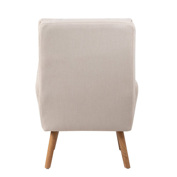 English Elm Accent Chair with Ottoman Set Beige Linen, Mid-Century Adjustable Wingback, Ergonomic Cozy Lounge Seat W561P167473