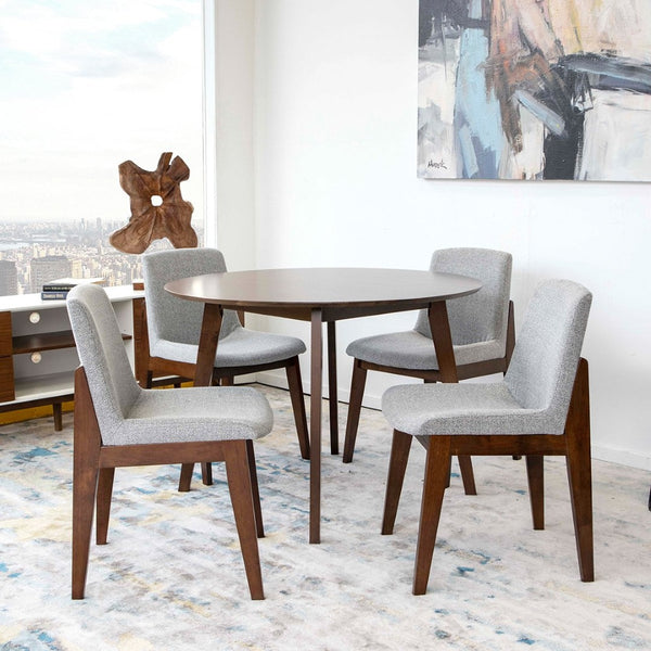 English Elm Crystal Upholstered Dining Chair Set Mid-century Modern Tapered Leg Solid Wood Frame B183P201604