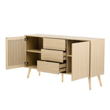 English Elm Modern Cabinet With 2 Doors and 3 Drawers, Suitable For Living Rooms, Studies, and Entrances.