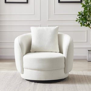 English Elm Dylan Boucle Upholstered Lounge Chair with Curved Back and Solid Wood Legs B183P201791