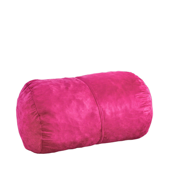 English Elm Michael Plush Cylindrical Suede Bean Bag with Removable Washable Cover, High-Density Foam Comfort Fuchsia B181P163017