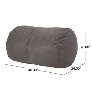 English Elm Michael Plush Cylindrical Suede Bean Bag with Removable Washable Cover, High-Density Foam Comfort Charcoal B181P163000