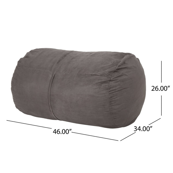 English Elm Michael Plush Cylindrical Suede Bean Bag with Removable Washable Cover, High-Density Foam Comfort Charcoal B181P163000