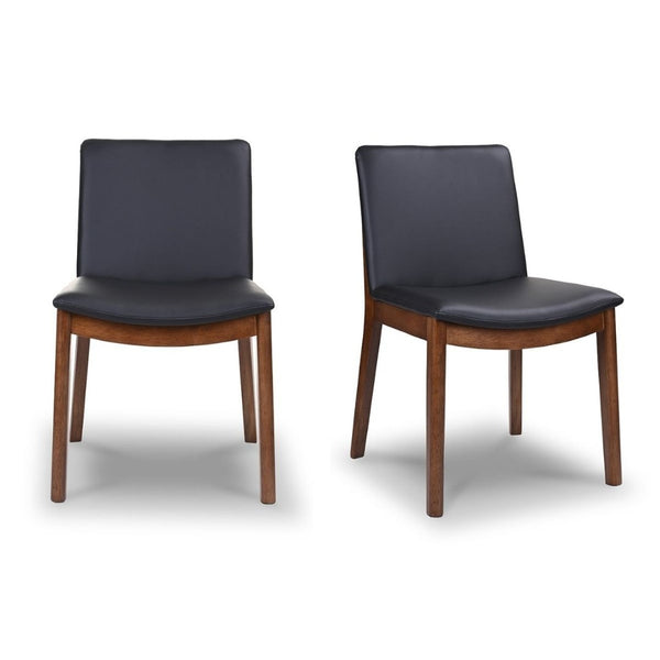 English Elm Solid Wood Frame Mid-century Dining Chairs Set of 2 with Curved Back Black Upholstery B183P201767