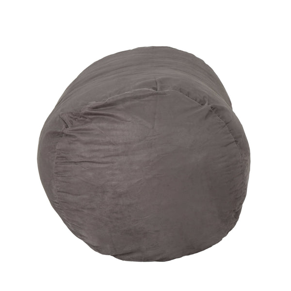 English Elm Michael Plush Cylindrical Suede Bean Bag with Removable Washable Cover, High-Density Foam Comfort Charcoal B181P163000