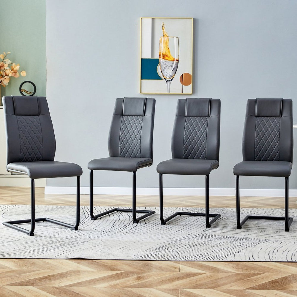 English Elm Modern Pu Leather Dining Chairs with Metal Frame Cushioned Seating Set of 4 W1151112848