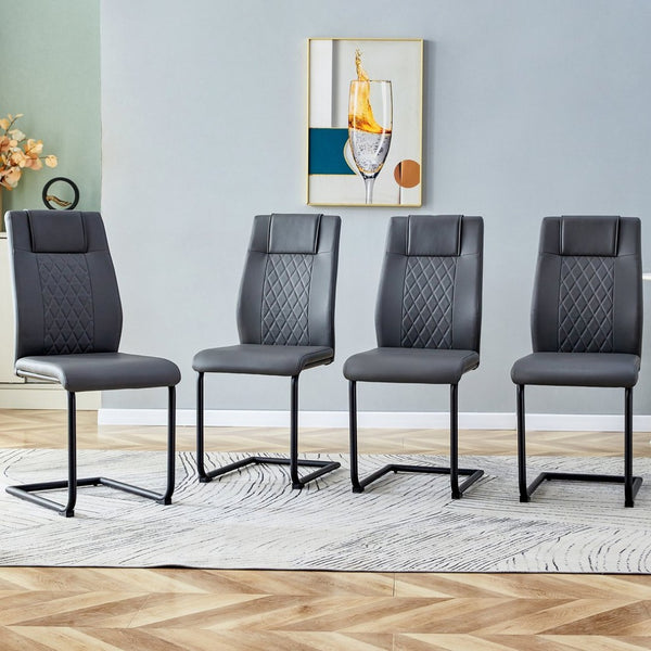 English Elm Modern Pu Leather Dining Chairs with Metal Frame Cushioned Seating Set of 4 W1151112848