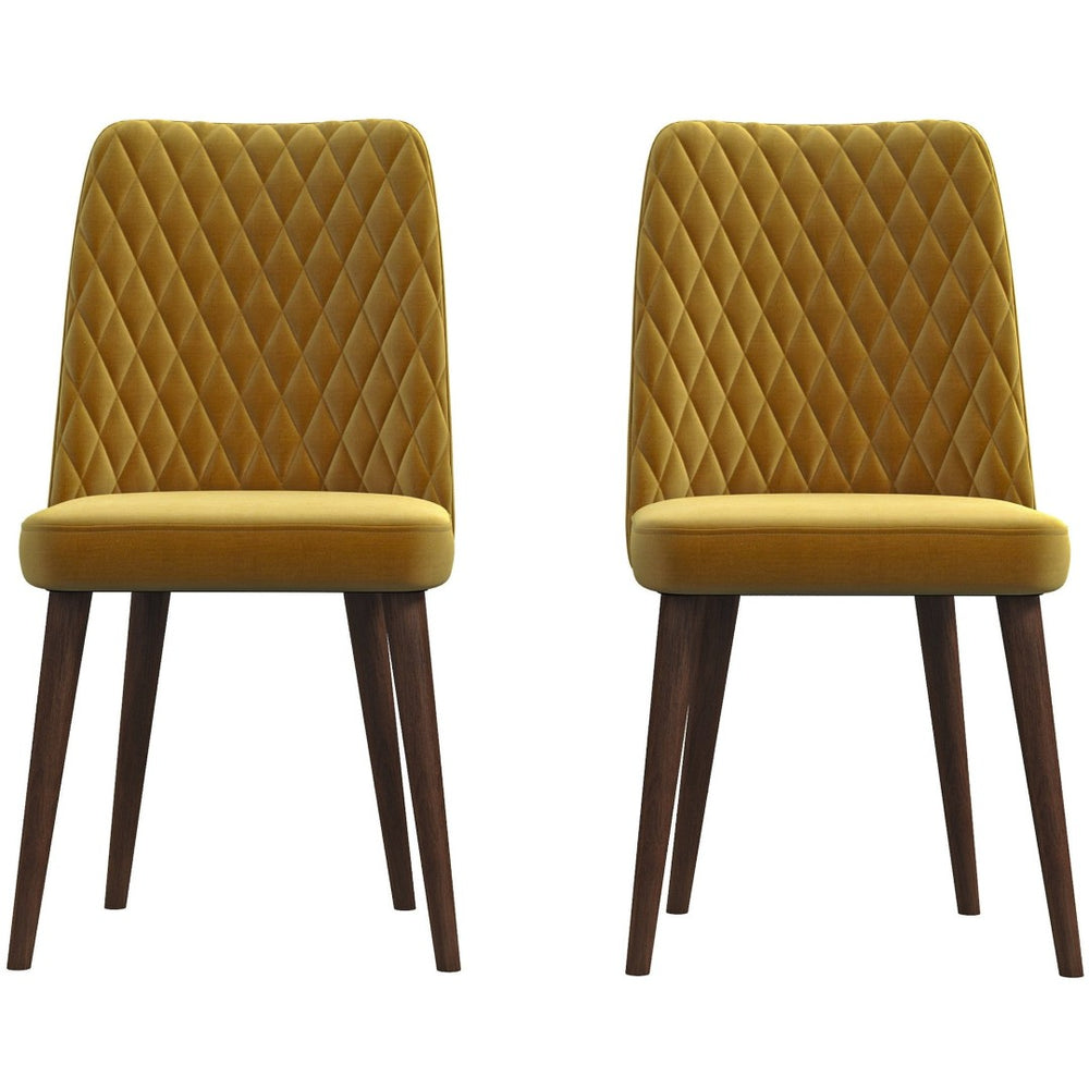 English Elm Easy Clean Velvet Dining Chairs Mid Century Solid Wood Frame Upholstered Set of 2 B183P201775