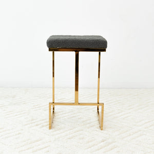 English Elm Joel Boucle Upholstered Accent Stool Mid Century Sculptural Vanity Bedroom Seat B183P201840