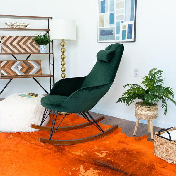 English Elm Chloe Velvet Upholstered Mid Century Modern Rocking Accent Chair for Living Rooms B183P201838