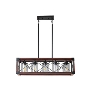 English Elm (same as W1340p155971) Redwood Iron 5-light Rectangle Chandelier for Kitchen Island Dining W1340P206646