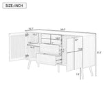 English Elm Modern Cabinet With 2 Doors and 3 Drawers, Suitable For Living Rooms, Studies, and Entrances.