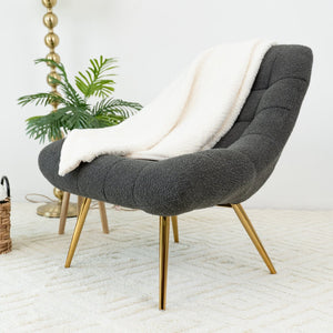 English Elm Aubrey Boucle Accent Lounge Chair Mid-century Curved Arms High-density Foam Seat B183P201634