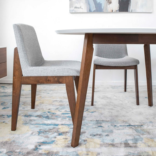 English Elm Crystal Upholstered Dining Chair Set Mid-century Modern Tapered Leg Solid Wood Frame B183P201604