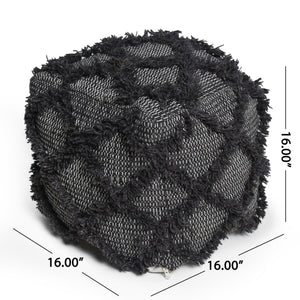 English Elm Jumanji Handcrafted Wool & Cotton Pouf Brown 20"x20" Square Indoor Pouf 200lb Capacity, Eco-Filled B181P162849