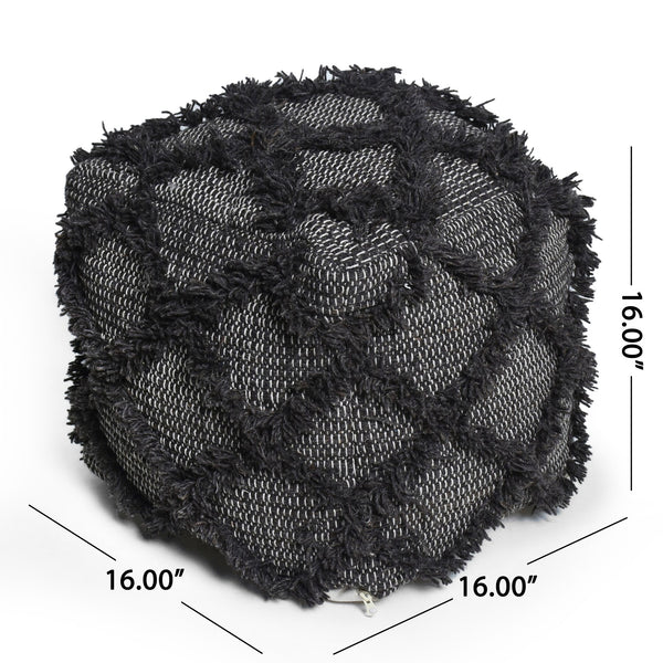 English Elm Jumanji Handcrafted Wool & Cotton Pouf Brown 20"x20" Square Indoor Pouf 200lb Capacity, Eco-Filled B181P162849