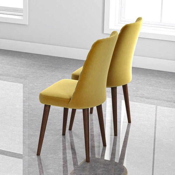 English Elm Easy Clean Velvet Dining Chairs Mid Century Solid Wood Frame Upholstered Set of 2 B183P201775