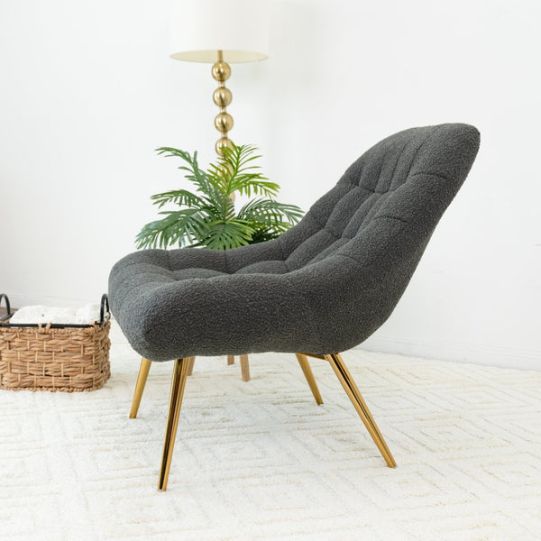 English Elm Aubrey Boucle Accent Lounge Chair Mid-century Curved Arms High-density Foam Seat B183P201634
