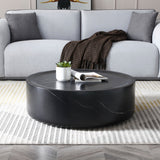 English Elm 35.43'' Black Marble Round Coffee Table,Simple Modern Center Cocktail Table For Living Room Office,No Need Assembly.