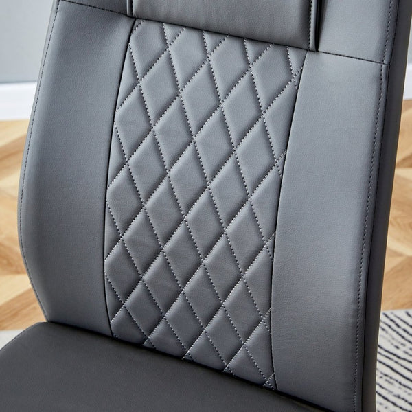 English Elm Modern Pu Leather Dining Chairs with Metal Frame Cushioned Seating Set of 4 W1151112848