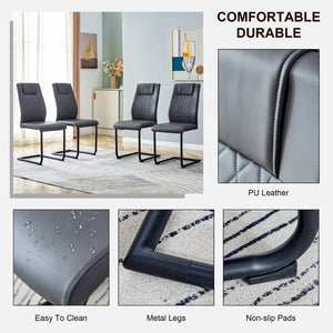 English Elm Modern Pu Leather Dining Chairs with Metal Frame Cushioned Seating Set of 4 W1151112848