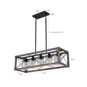 English Elm (same as W1340p155971) Redwood Iron 5-light Rectangle Chandelier for Kitchen Island Dining W1340P206646
