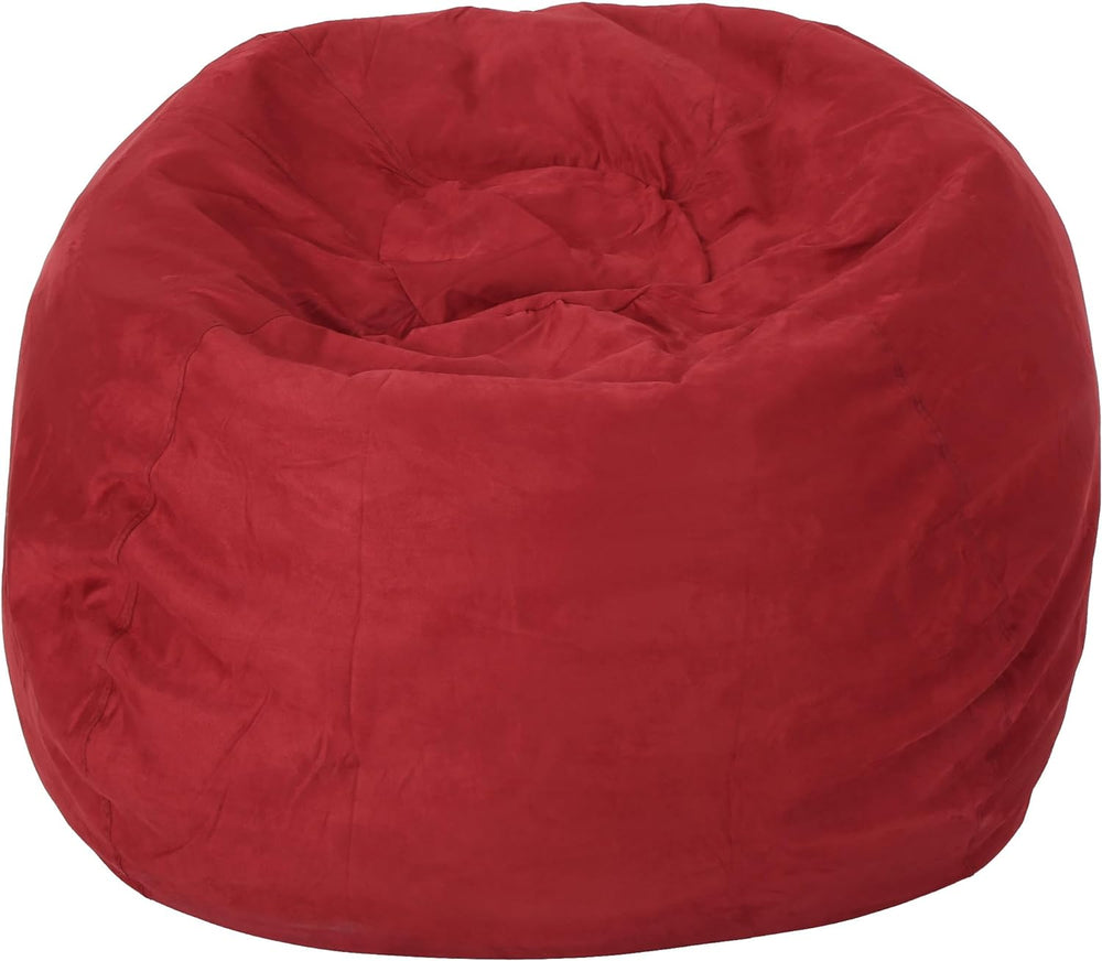 English Elm 5-Foot High-Density Shredded Foam Bean Bag Chair – Cozy Microsuede Cover For Kids & Adults, Red B181P164877