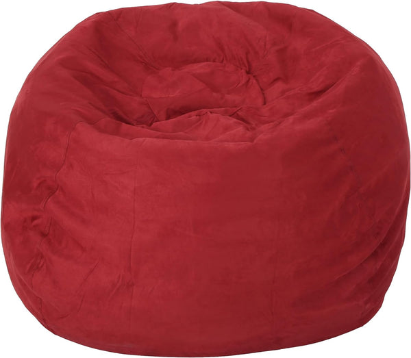 English Elm 5-Foot High-Density Shredded Foam Bean Bag Chair – Cozy Microsuede Cover For Kids & Adults, Red B181P164877