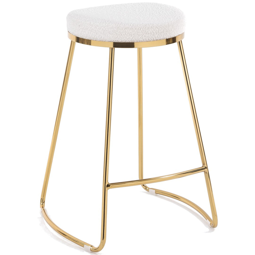 English Elm Jane Boucle Upholstered Accent Stool with Tapered Legs for Vanity or Bedroom B183P201643